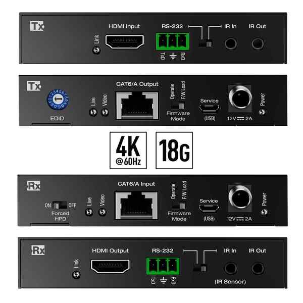 HDBASET 4K/18G POH/HDMI EXTENDERS (INCLUDES KIT TX/RX 4K/40METERS 1080P/70METERS)